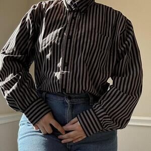 Vintage Basics Edition striped button down long sleeve dress shirt